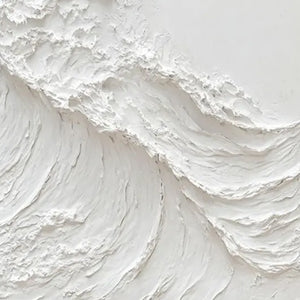 ALABASTER SWELL: Minimalist Textured Coastal Oil Painting