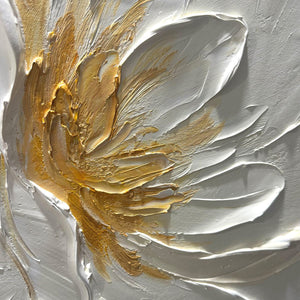ALABASTER BLOOM: Textured Impasto Floral Oil Painting