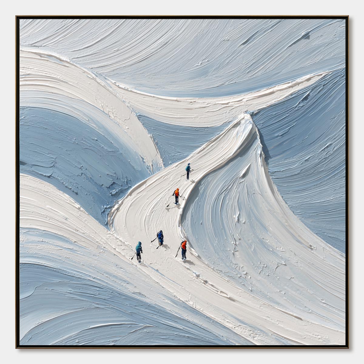 ALPINE ASCENT: Textured Impasto Skiing Mountainscape Painting