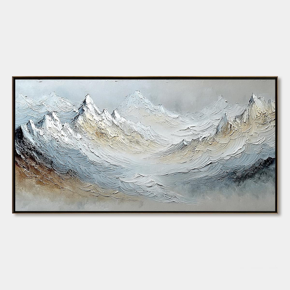 ALPINE CREST: Heavily Textured Wabi Sabi Mountain Landscape Painting