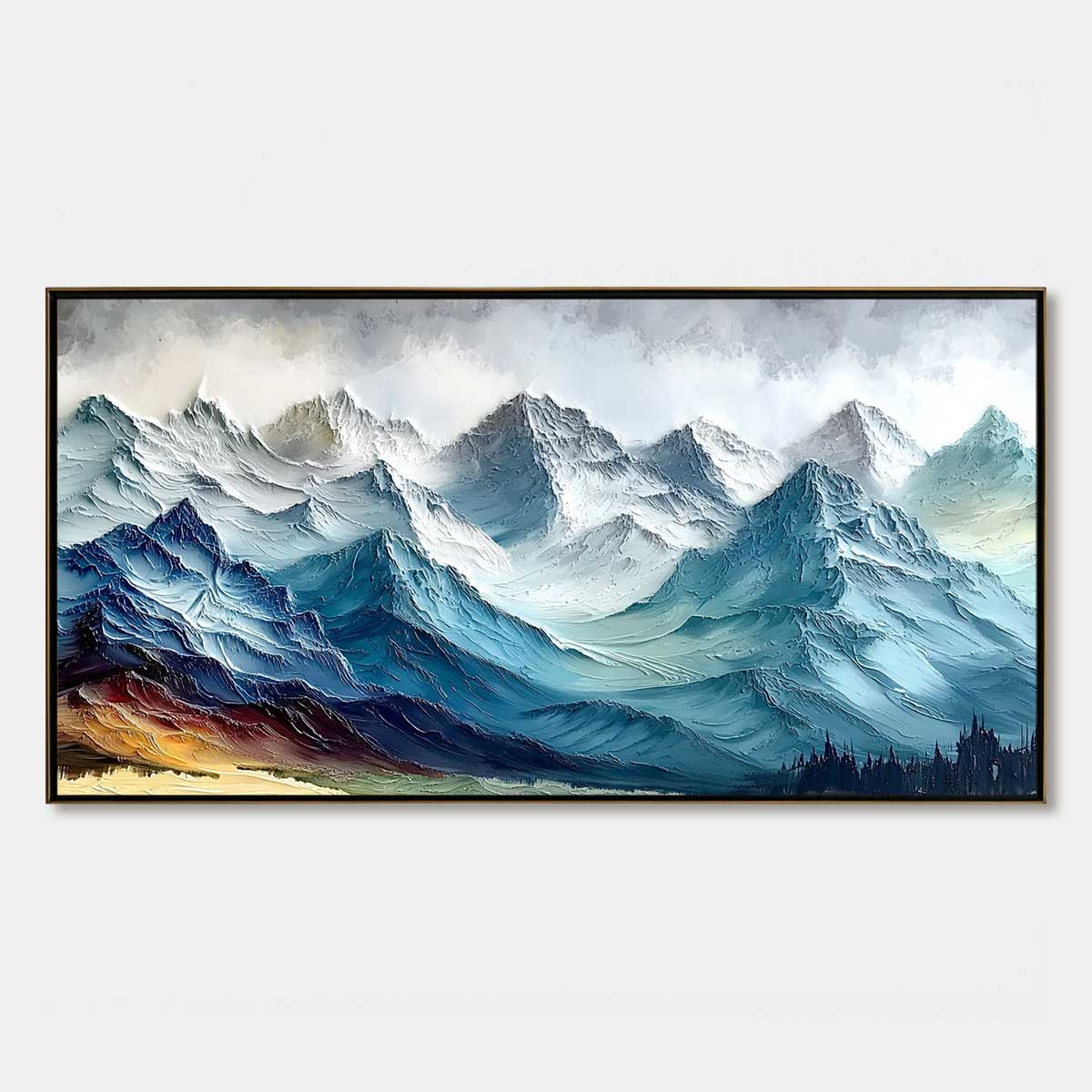Alpine Crest: Impasto Mountain Landscape Oil Painting – MontCarta