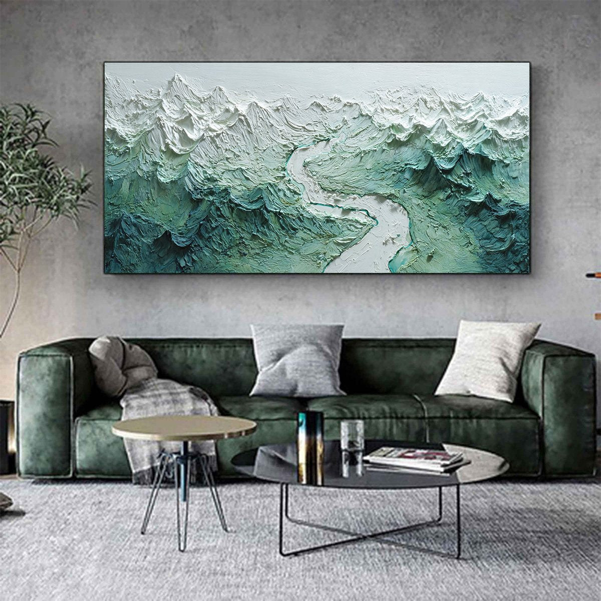 ALPINE CURRENT: Textured Impasto Mountain River Landscape