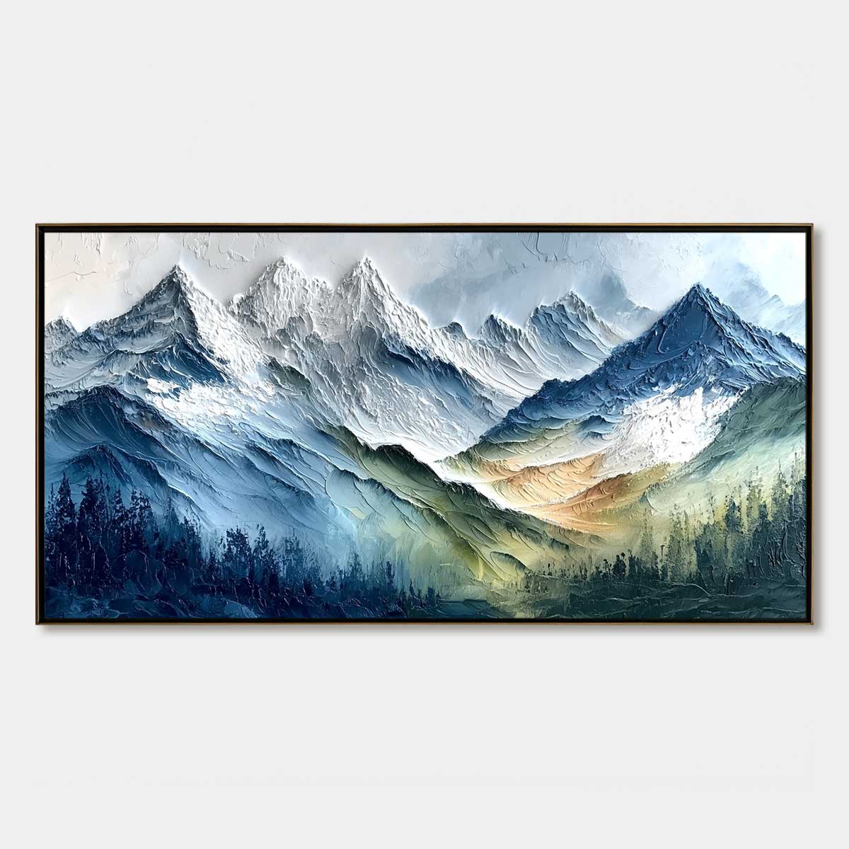 ALPINE MAJESTY: Textured Impasto Mountain Range Landscape Painting