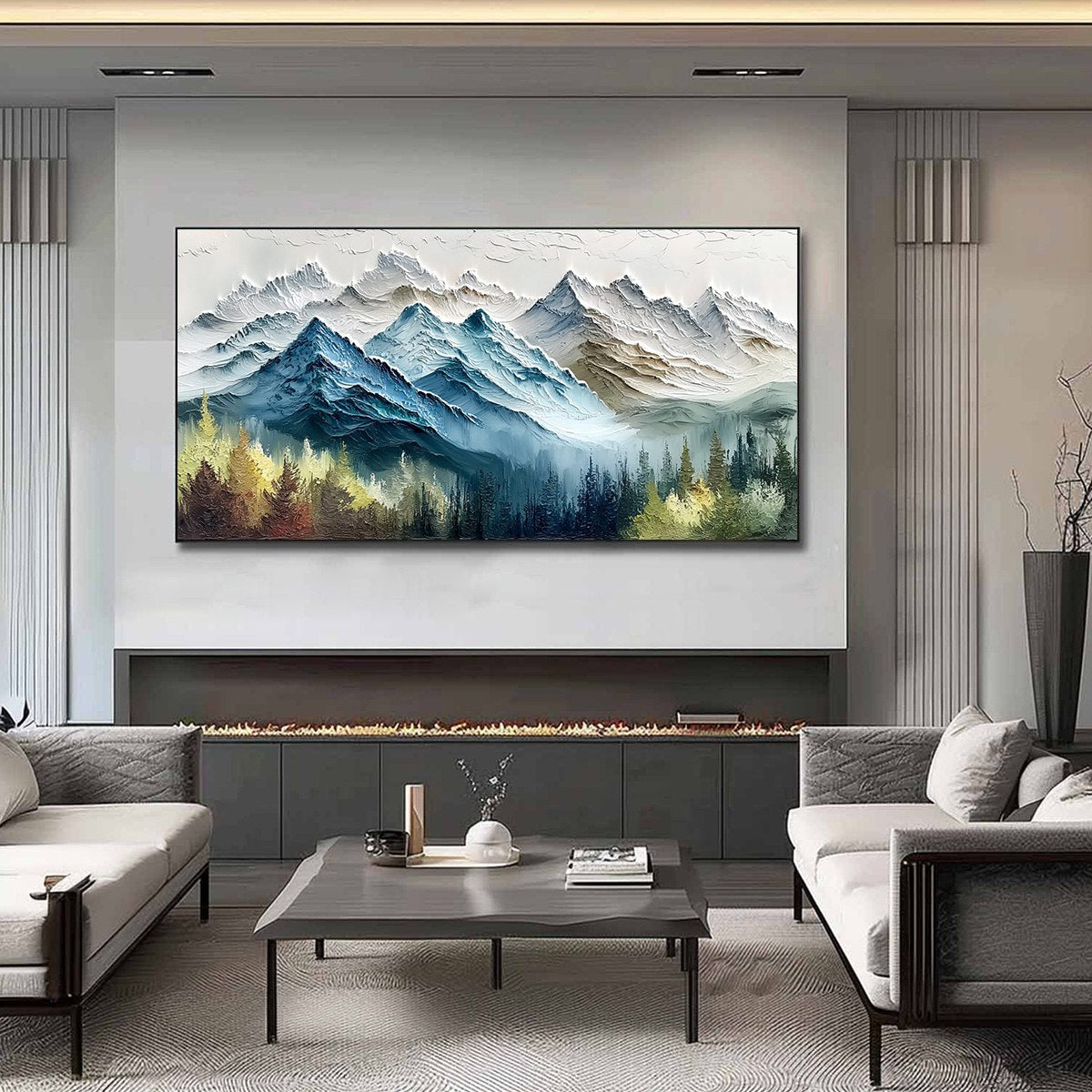 ALPINE MAJESTY: Textured Mountain and Forest Landscape Painting