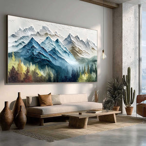 ALPINE MAJESTY: Textured Mountain and Forest Landscape Painting