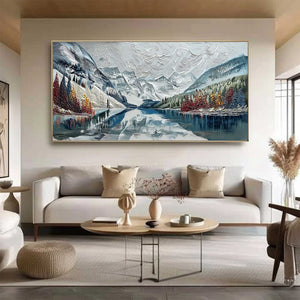 ALPINE REFLECTION: Textured Palette Knife Mountain & Lake Landscape Painting