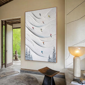 ALPINE RUSH: Textured Impasto Skiing & Mountain Sports Painting