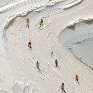 ALPINE RUSH: Textured Impasto Style Skiing Sports Painting