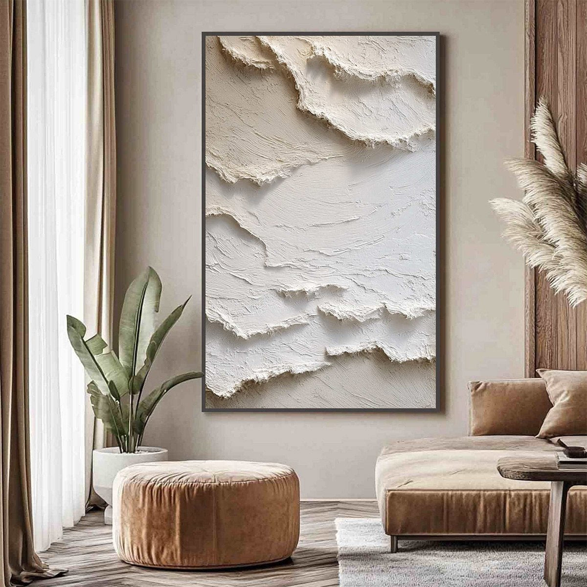 ALPINE WHISPERS Textured White Abstract Oil Painting