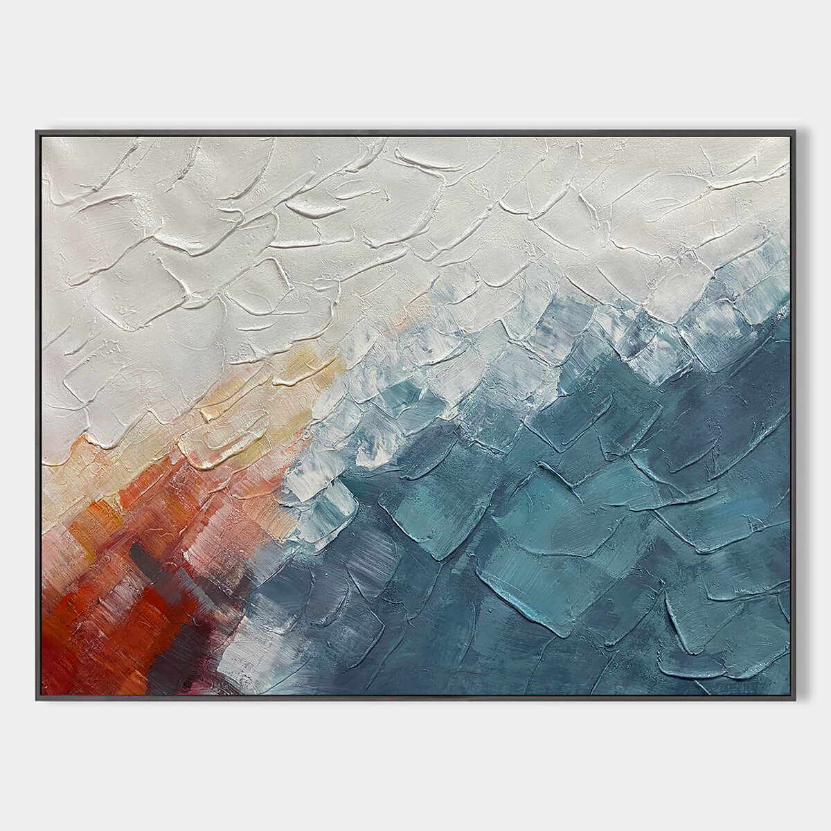 Alpine Glow: Abstract Mountain Impasto Oil Painting Canvas Wall Art Decor