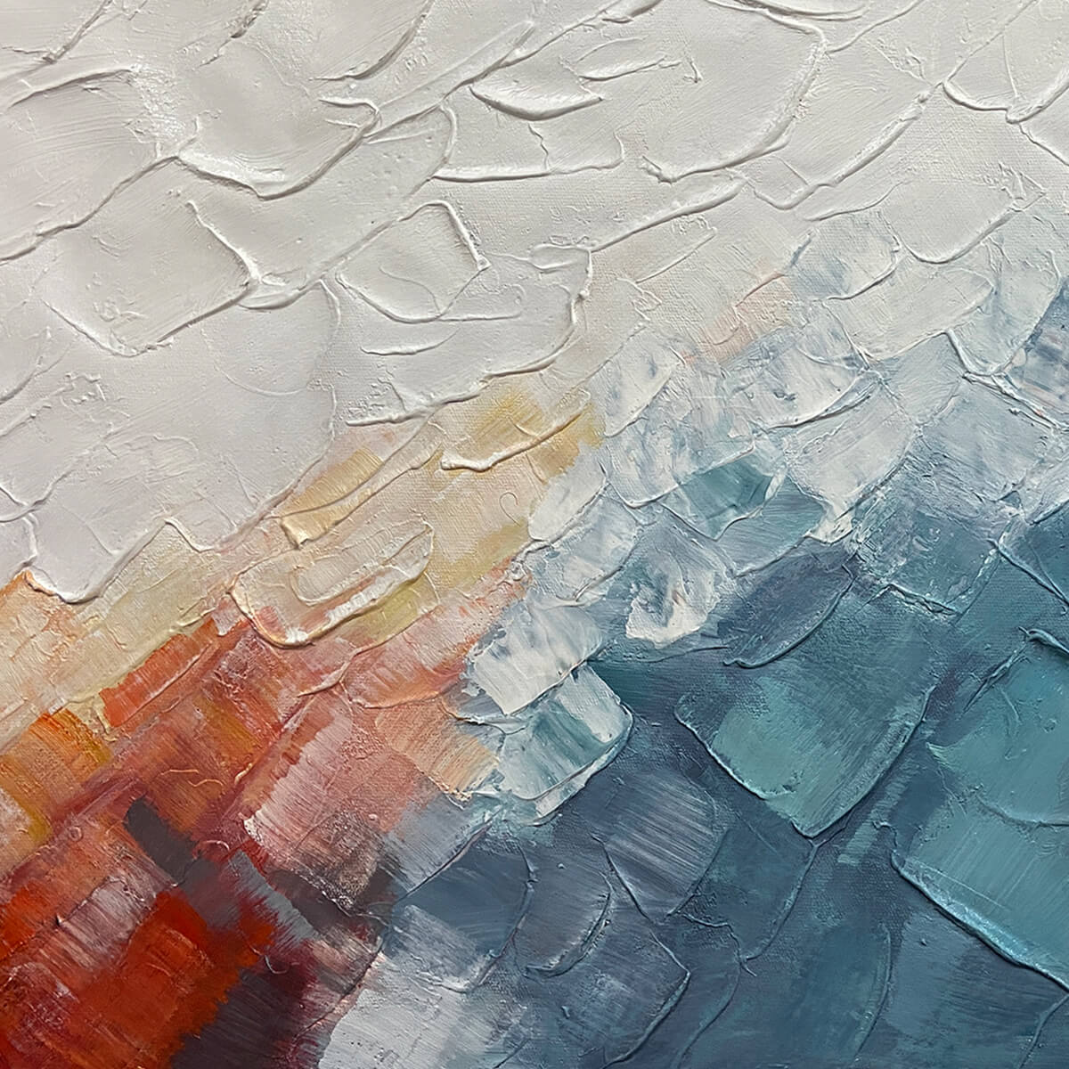 ALPINE GLOW: Abstract Mountain Impasto Oil Painting