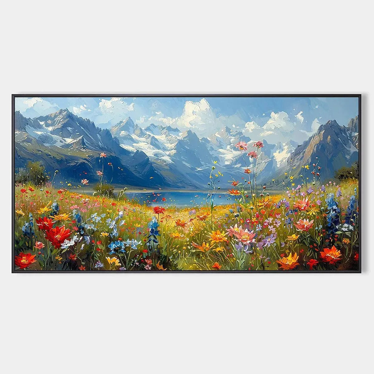 Alpine Meadow Original Oil Painting | Mountain Wall Art