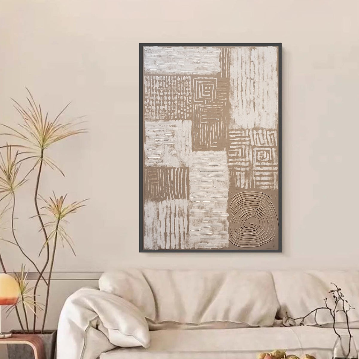 ANCIENT ECHOES: Textured Wabi Sabi Abstract Painting in Neutral Tones
