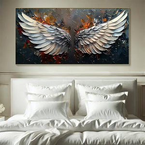Angelic Wings: Original Symbolic Oil Painting - Textured Angel Wings Wall Art Decor
