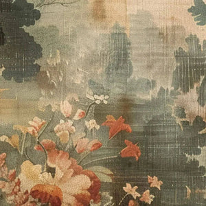 Antique Forest Tapestry Panoramic Wall Art by Liam O'Connell, featuring lush trees and flowers in muted tones.