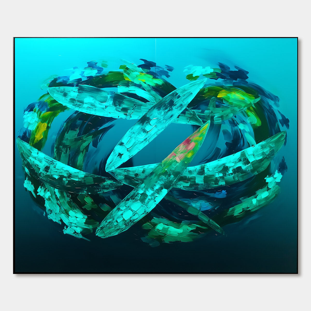 AQUAMARINE DREAM: Textured Abstract Oil Painting in Blues & Greens