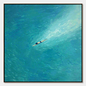 AQUA SOLITUDE Minimalist Ocean Scene Oil Painting
