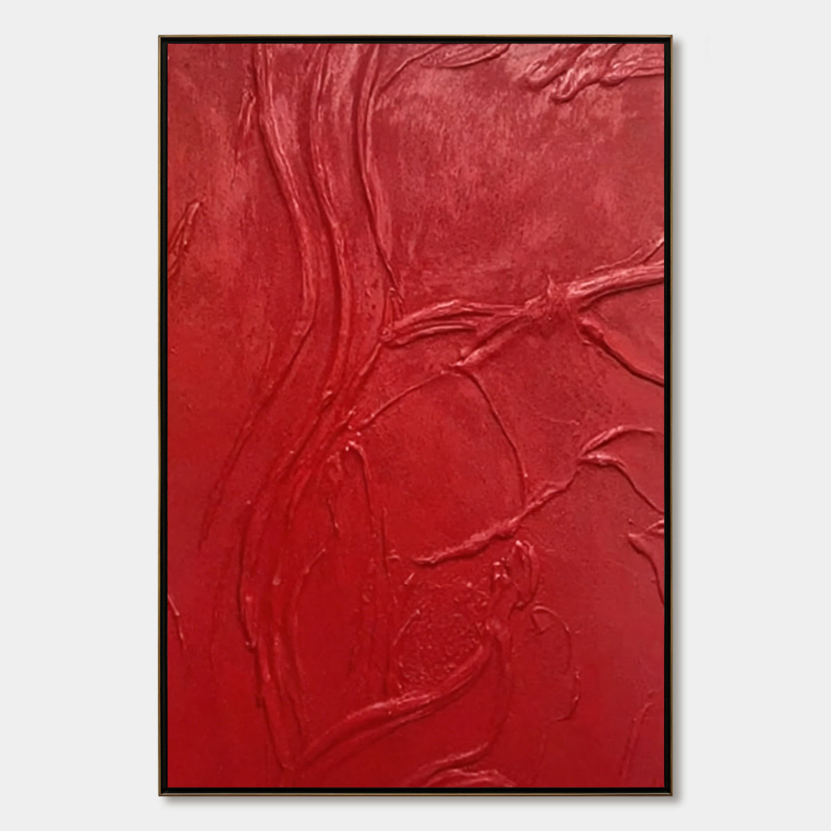 ARDOR bold red impasto textured abstract modern wall art