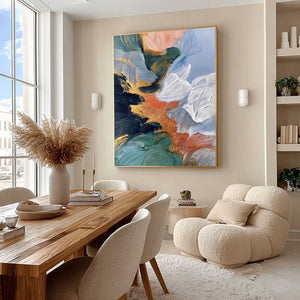 ASCENSION original impasto abstract painting with gold accents.