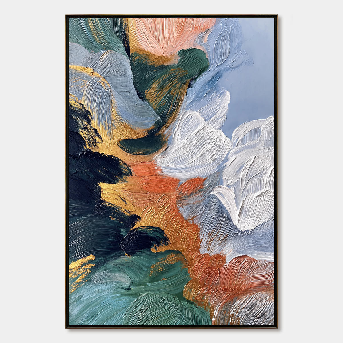 ASCENSION: Textured Impasto Abstract Painting with Gold Accents