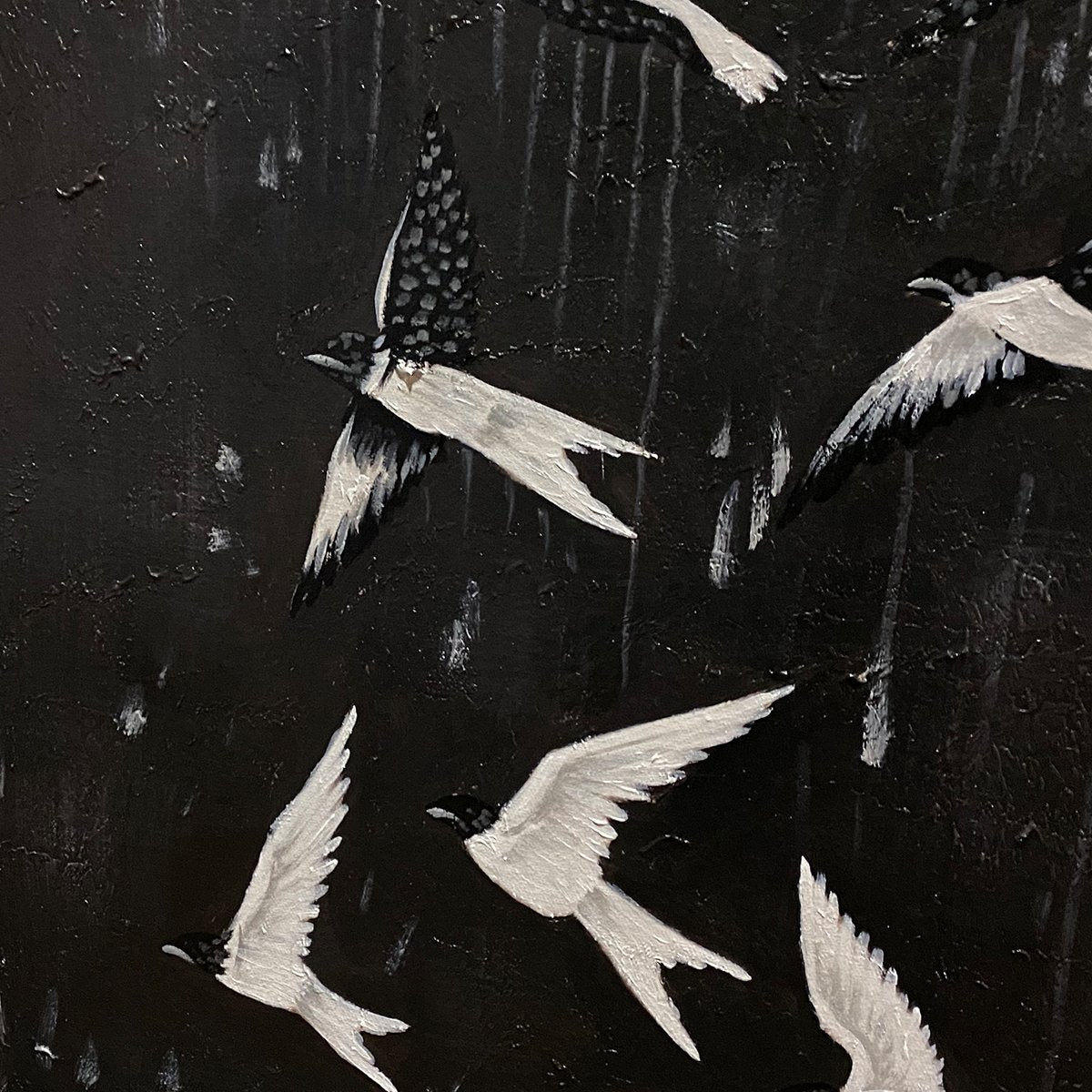 ASCENSION: Beaded Birds on Textured Canvas