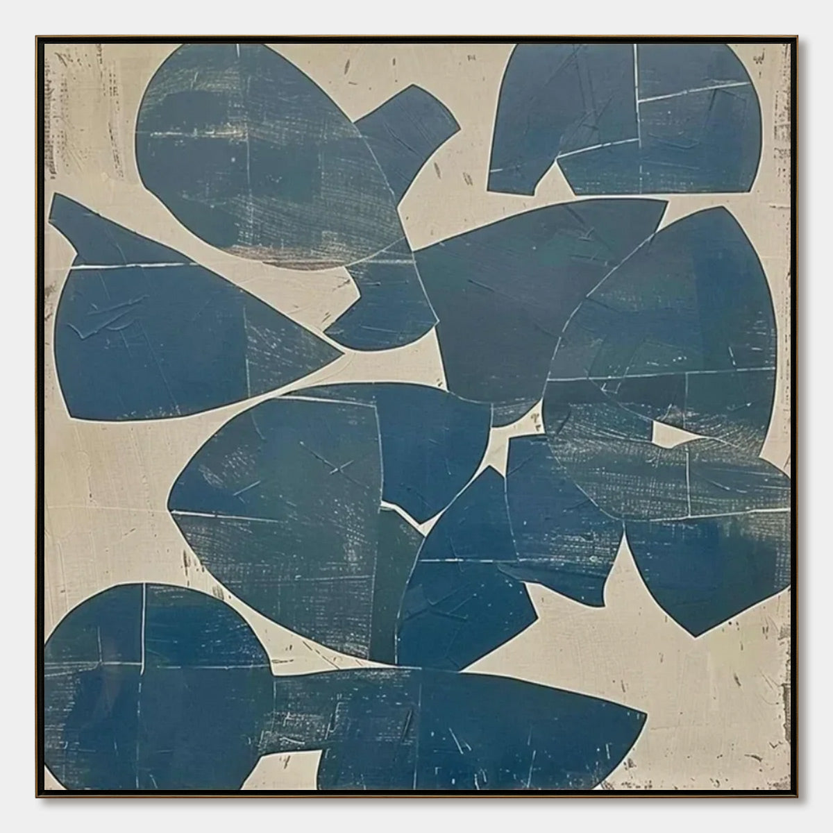 ASSEMBLAGE: Minimalist Blue and Beige Abstract Painting