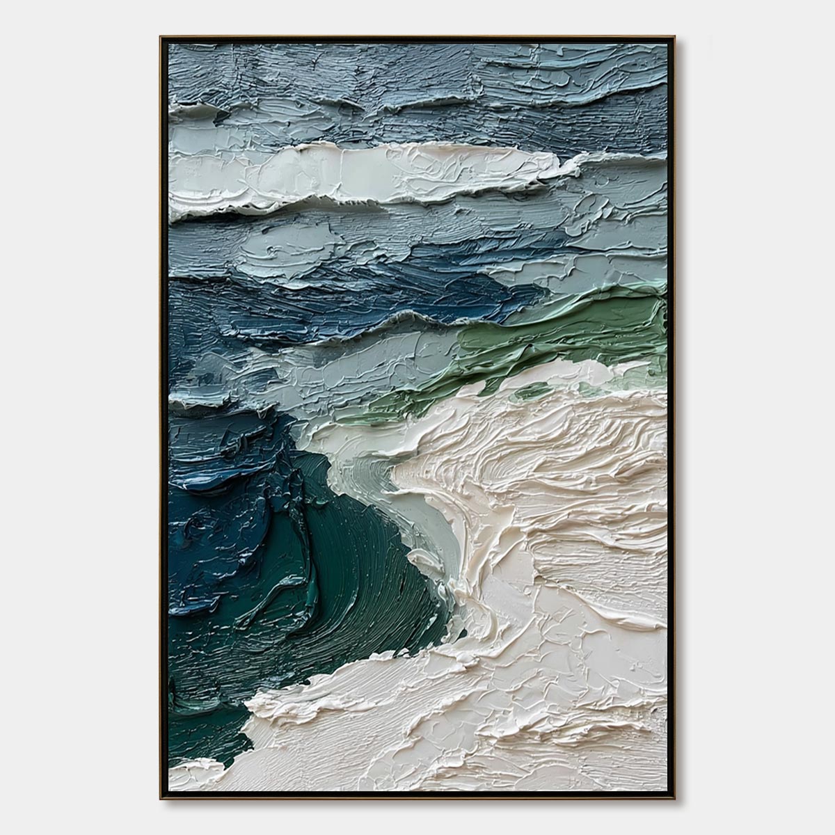 ATLANTIC CREST: Textured Wabi Sabi Seascape Impasto Oil Painting