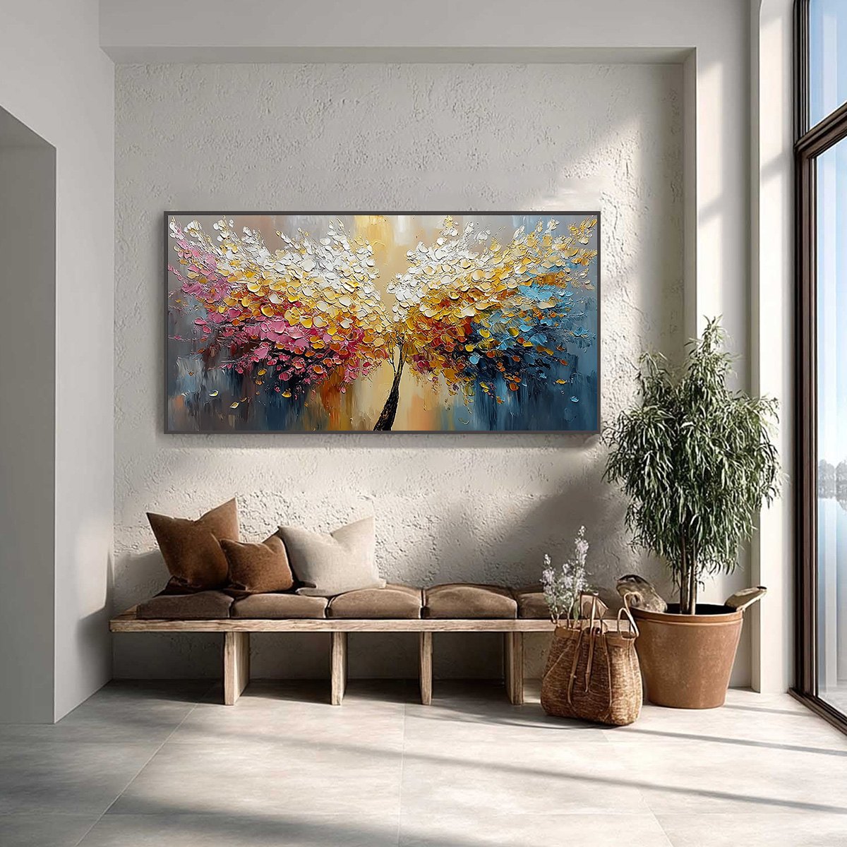 AURA BLOOM: Textured Palette Knife Tree of Life Painting