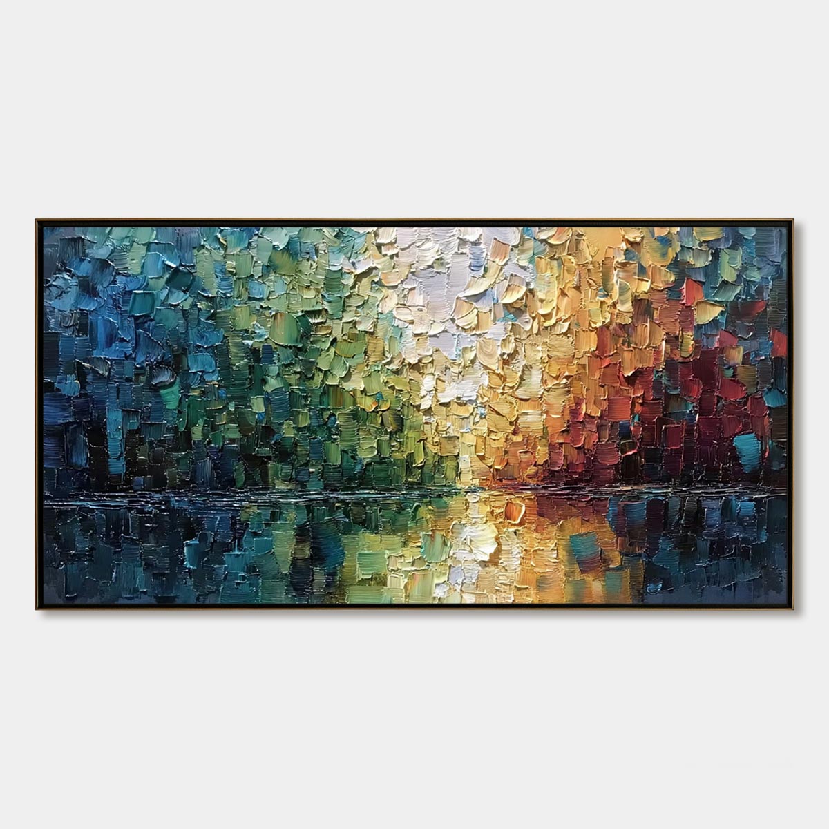 AURORA'S REFLECTION: Heavily Textured Abstract Impasto Landscape Painting