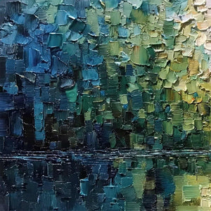 AURORA'S REFLECTION: Heavily Textured Abstract Impasto Landscape Painting