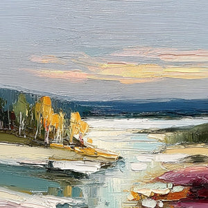 AUTUMN REFLECTIONS: Textured Abstract River Landscape Painting