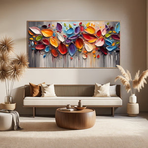 Autumn Rain: Original Textured Impasto Leaf Fall Oil Painting - Colorful Autumn Wall Art