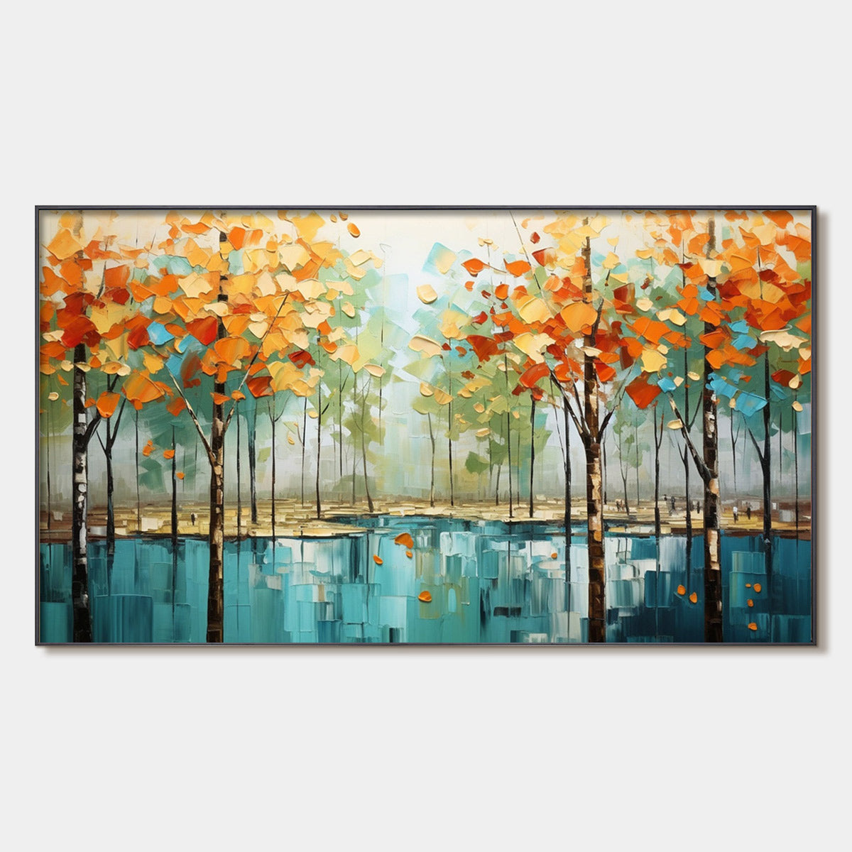 Autumn Reflections: Original Textured Landscape Oil Painting - Fall Colors Wall Art