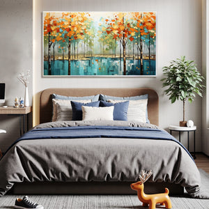Autumn Reflections: Original Textured Landscape Oil Painting - Fall Colors Wall Art