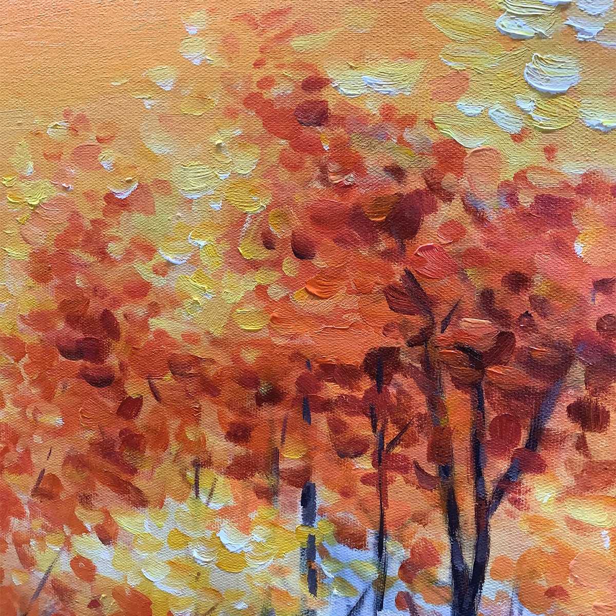 AUTUMN SERENADE: Tranquil Lake and Mountain Landscape Oil Painting