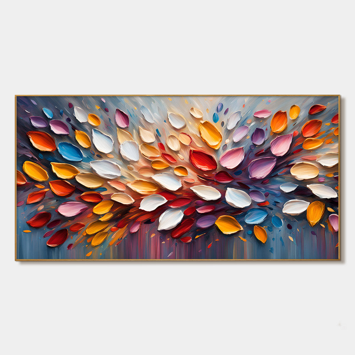 Autumn's Burst: Original Textured Abstract Leaf Oil Painting - Colorful Fall Wall Art