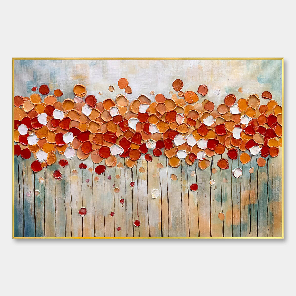 Autumn Whispers: Abstract Landscape Impasto Oil Painting Canvas Wall Art Decor