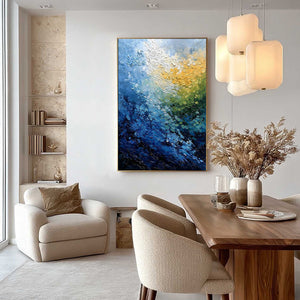 AVALON: Vertical Textured Abstract Seascape Oil Painting
