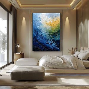 AVALON: Vertical Textured Abstract Seascape Oil Painting