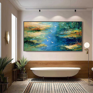 AZURE JOURNEY: Textured Abstract River Landscape Painting