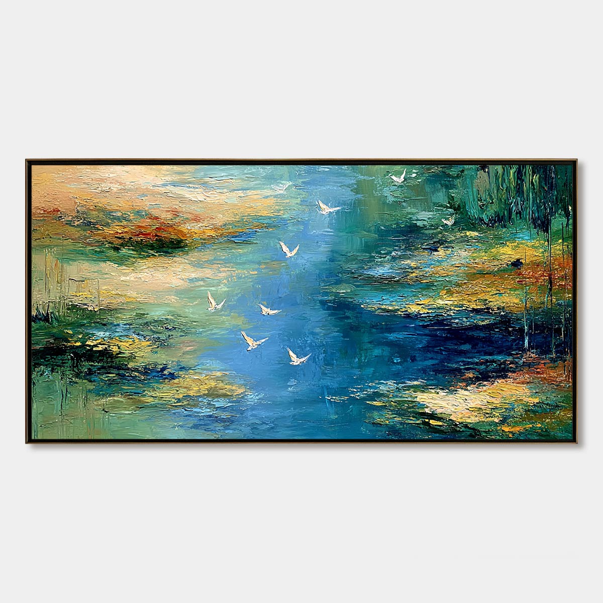 AZURE JOURNEY: Textured Abstract River Landscape Painting