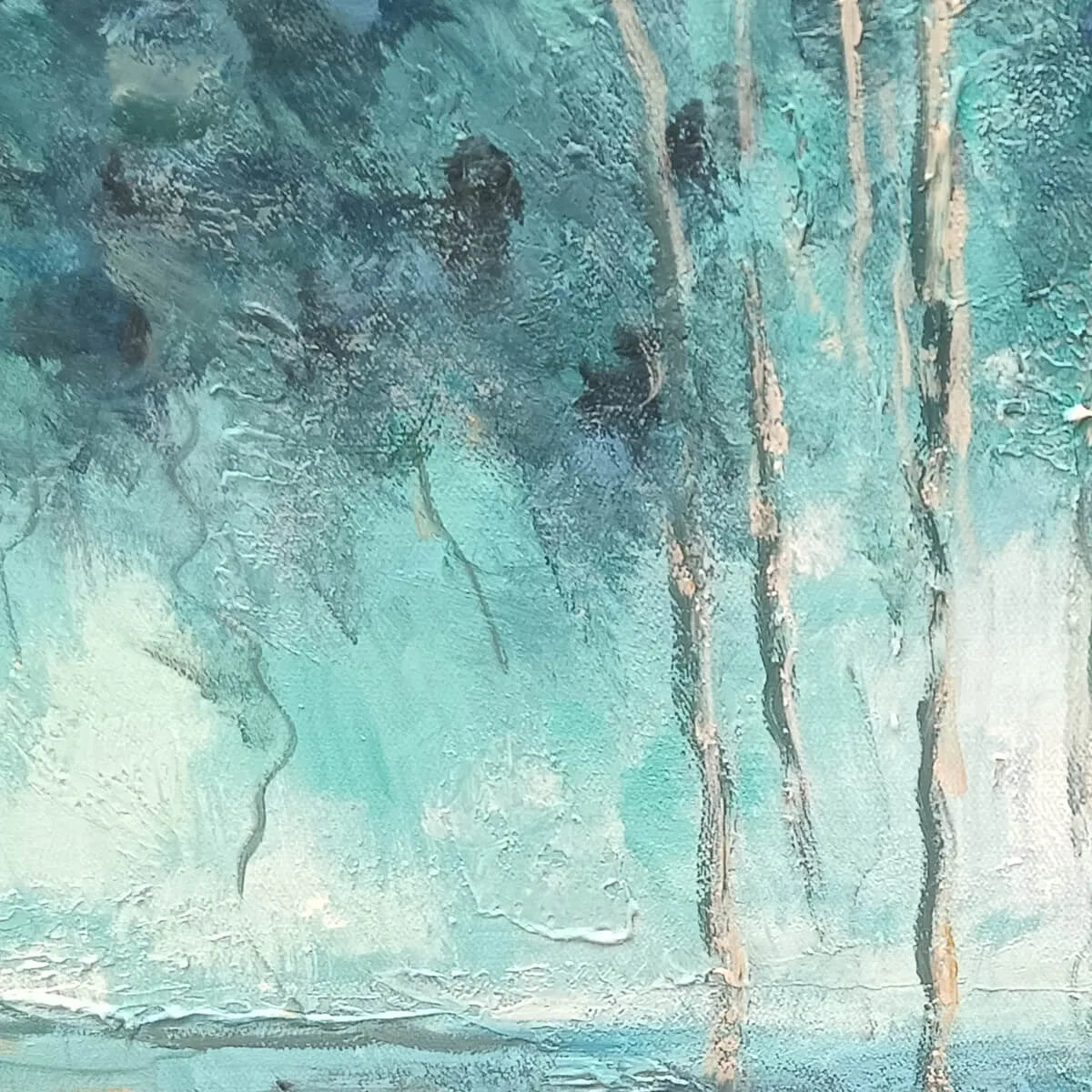 AZURE REFLECTIONS: Abstract Landscape Oil Painting on Canvas