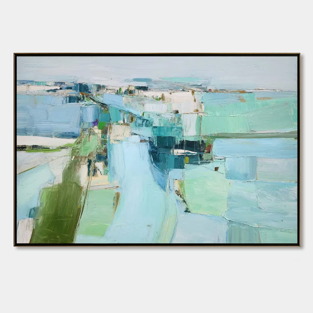 AZURE DREAM Textured Abstract Landscape Oil Painting