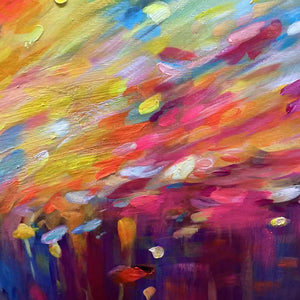 Radiant Dawn: Abstract Oil Painting | Colorful | Sunrise | Vertical