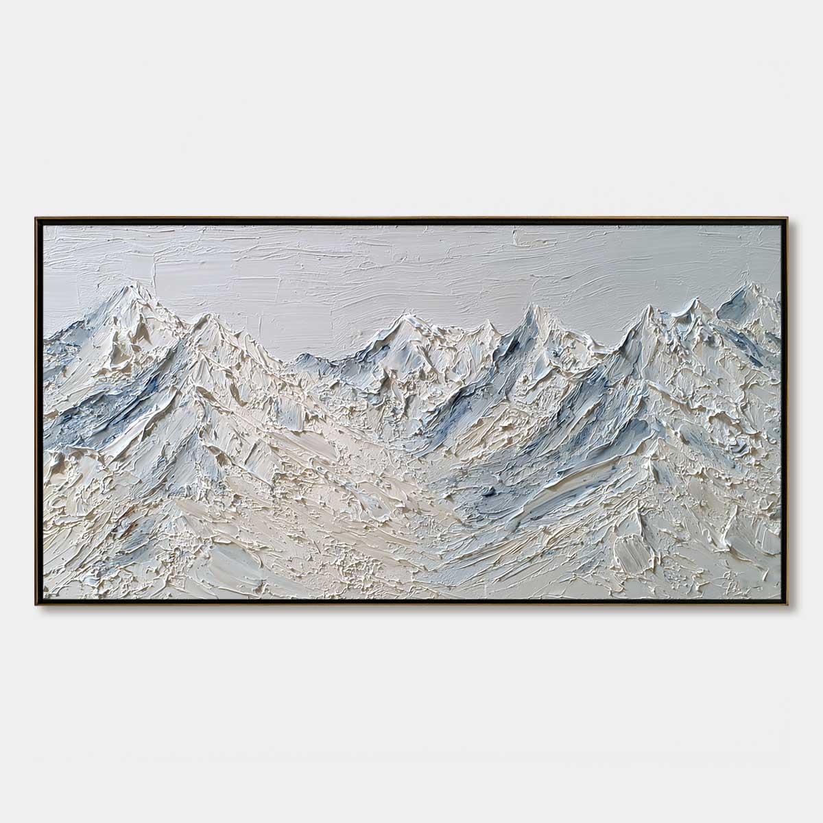 Alpine Serenity White Textured Mountain Landscape Oil Painting