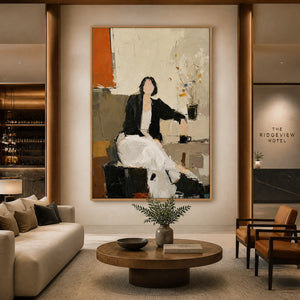 Quiet Interval in a refined hotel interior with wood frame