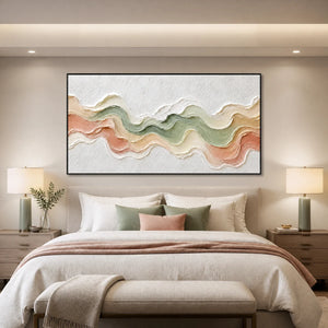 Pastel Tide Relief in a refined bedroom with black frame