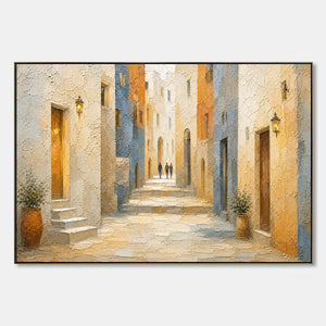 Sunlit Old Quarter hand-painted artwork
