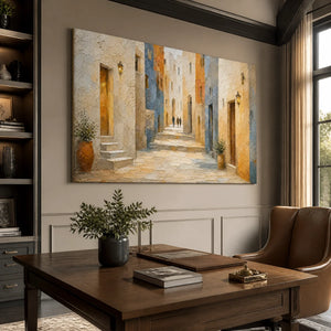 Sunlit Old Quarter in a refined office, frameless