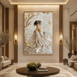 Ivory Reverie in a refined hotel interior with wood frame